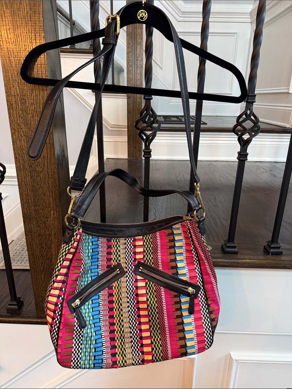 Vera Bradley  Multicolor nylon Crossbody Shoulder Bag w/ BK  faux Leather Trim